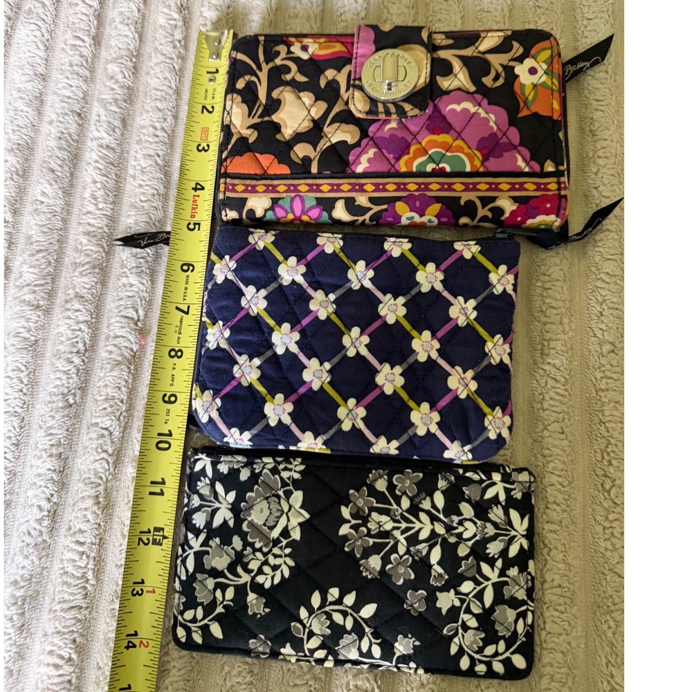 Vera Bradley Bundle Turnlock Wallet Zip ID Case Coin Pouch Quilted Floral 3pc St - Picture 11 of 11